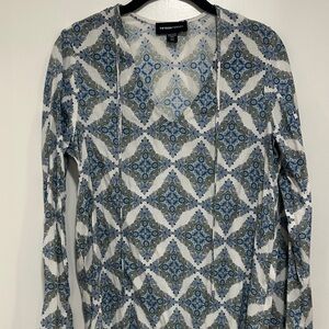 Fifteen Twenty Blue and White Patterned Long Sleeve Top
